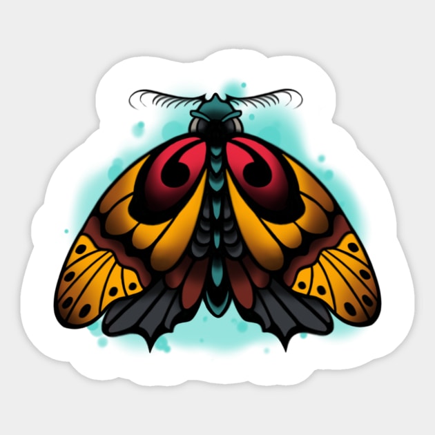 Neotraditional moth Sticker by InkSmith